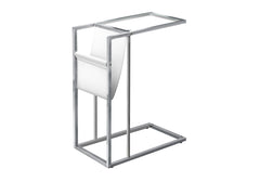 C-Shaped Accent Table Magazine Storage For Living Room - Chrome