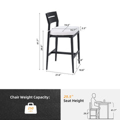 Modern Outdoor Bar Stools With Backrest And Footrest (Set of 2)