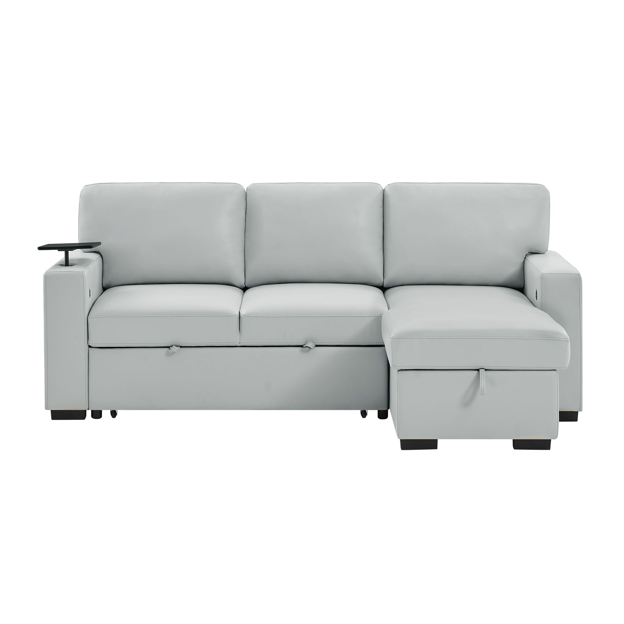 U0212 - Reversible Sofa Bed Loveseat With Pop-Up Sleeper With Drop Down Table - Silver