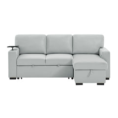 U0212 - Reversible Sofa Bed Loveseat With Pop-Up Sleeper With Drop Down Table - Silver
