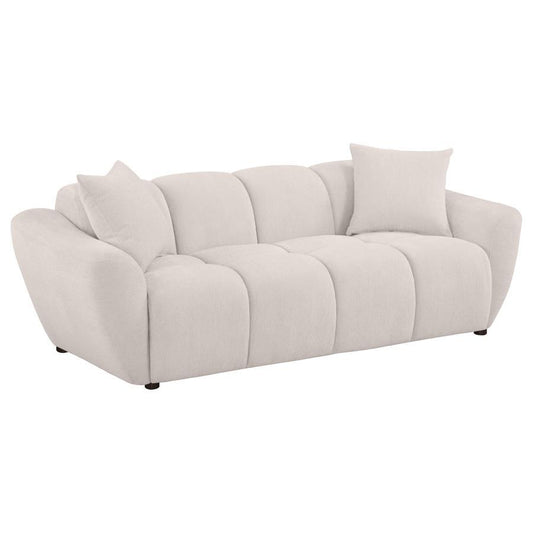 Destino - Chenille Upholstered Splayed Arm Sofa - Greige