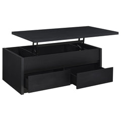 Knapp - Lift Top Cocktail Coffee Table With Dual Drawers - Black