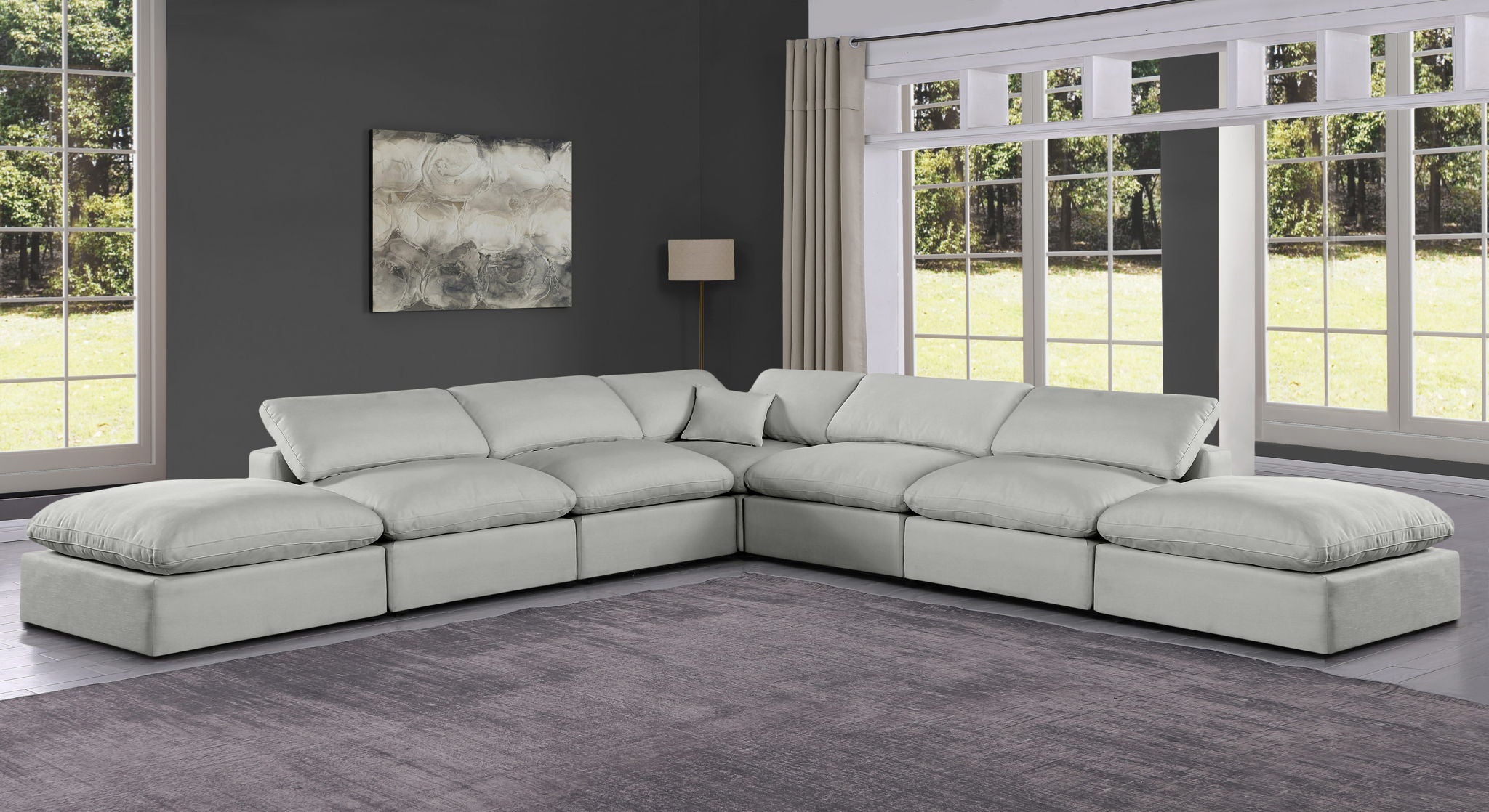 Comfy - 7 Piece Linen Modular Corner Sectional