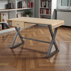 Danton - Aluminum Top Grain Leather Rectangular Writing Desk - Gold