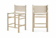 Santos - Upholstered Counter Stool With Stained Natural Base