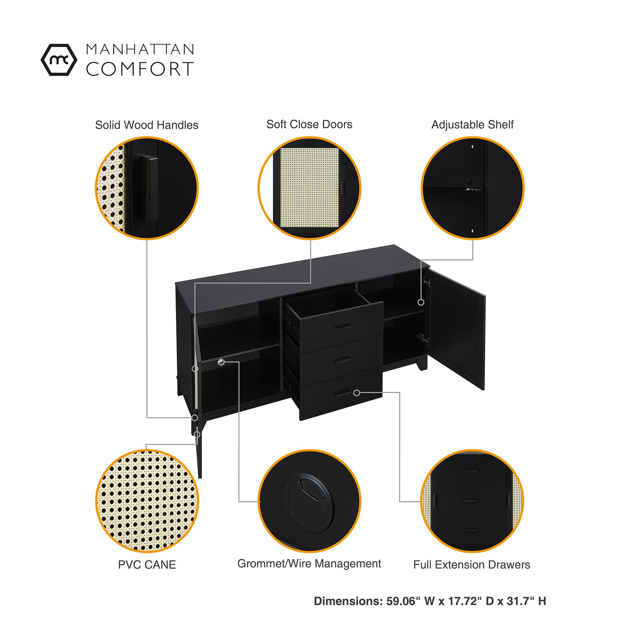 Sheridan - Modern Cane Design Sideboard