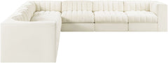 Rummi - Symmetrical Velvet Performance Fabric Upholstered 7 Piece Modular Sectional (With 3 Corner Chairs)