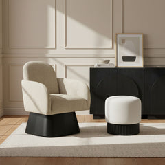 Marlowe - Linen Textured Fabric Upholstered Swivel Accent Chair - Stained Black