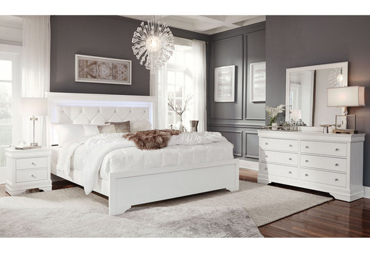 Pompei - King Bed With LED - White