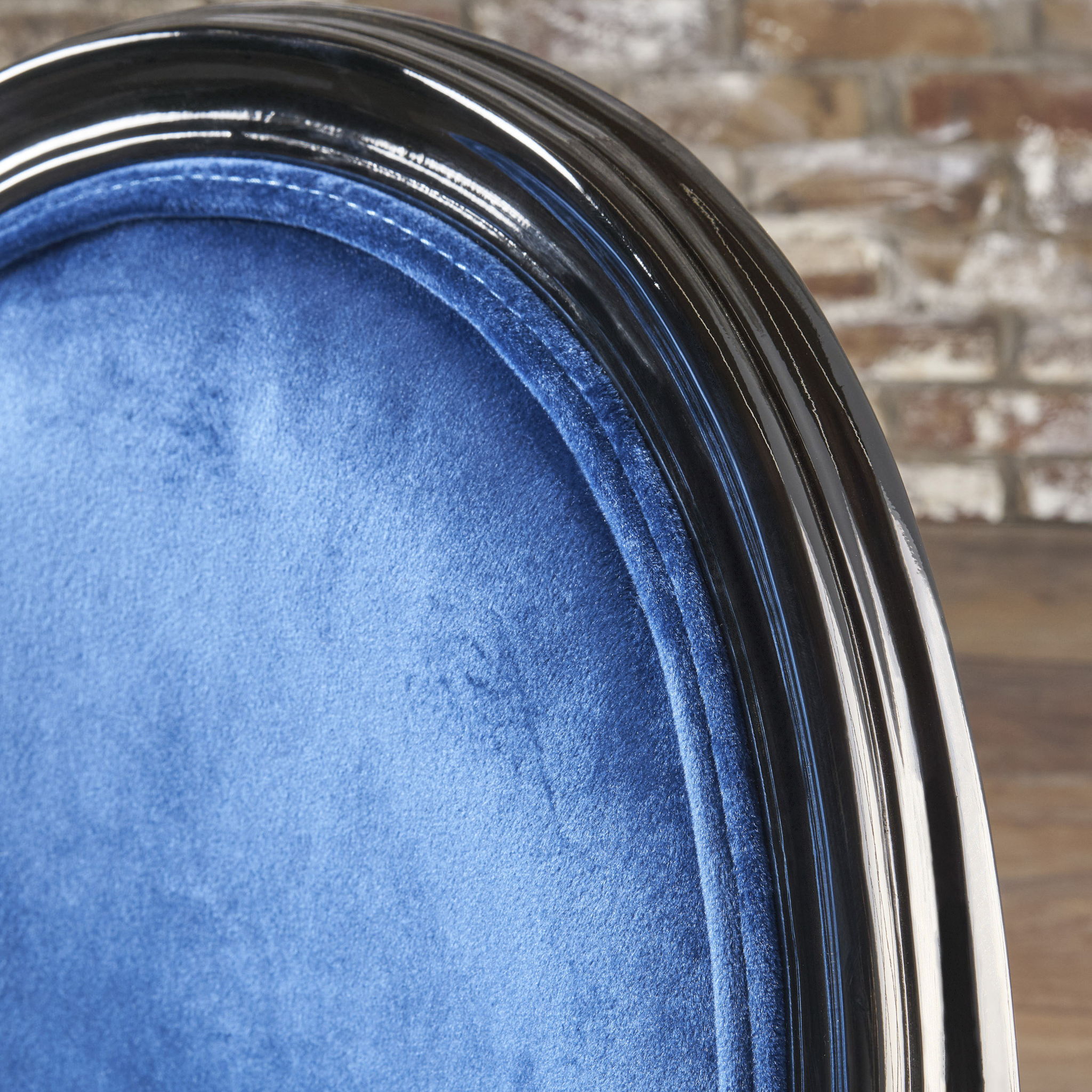French Country Inspired Dining Chair With Iconic Round Backrest - Navy Blue