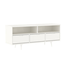 Mid-Century Modern Minimalist 3 Drawer Corner TV Stand For TVs Up To 58