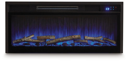 Entertainment Accessories - Fireplace Insert With Faux Birch Log Set - Black