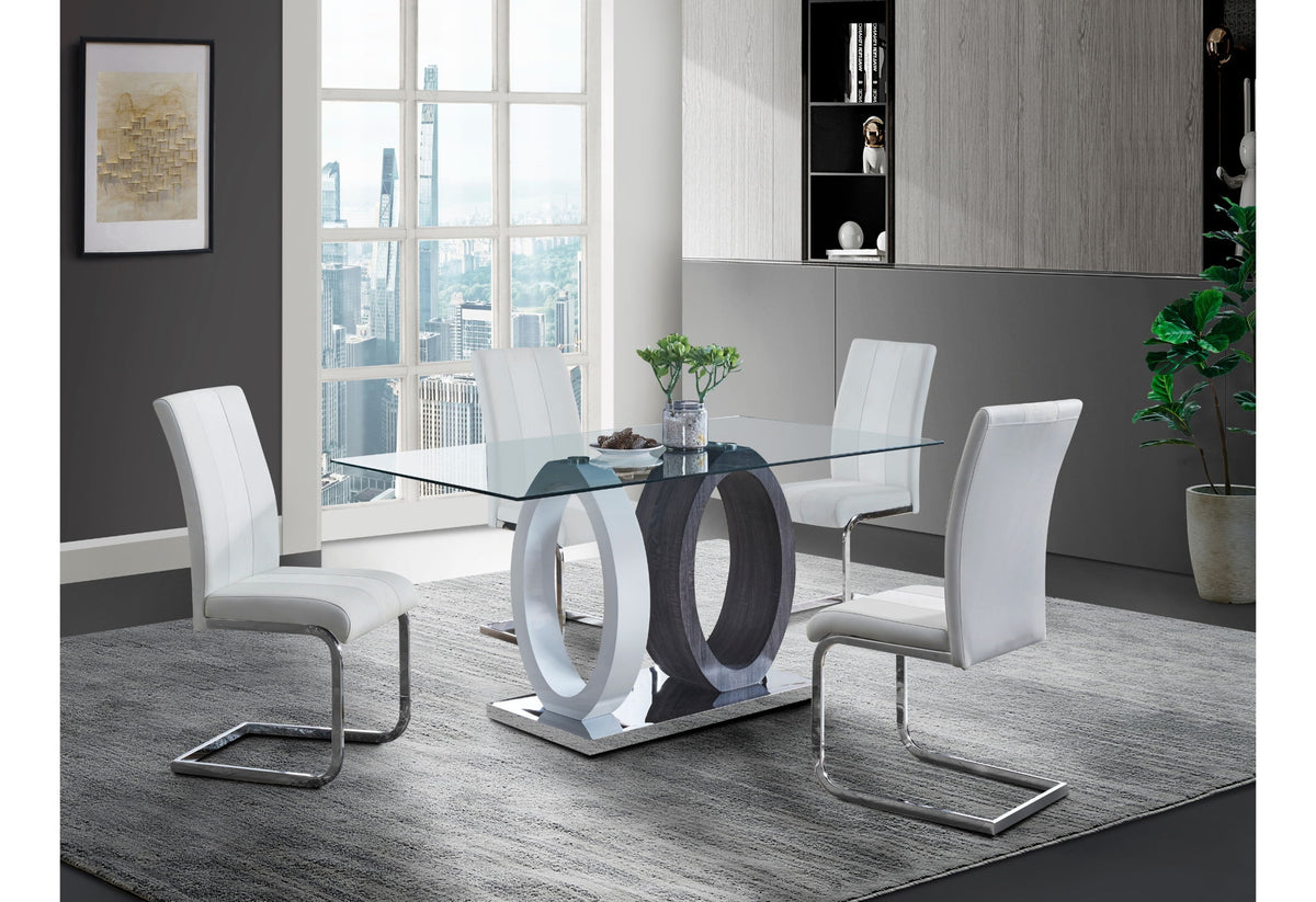 D1628 - 9 Piece Dining Room Set (Dining Table And 8 Dinning Chairs) - White