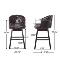 360 Degree Swivel Bar Stool With Stunning Nailhead Trim (Set of 2)