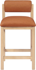 Roundhill - Faux Leather Counter Stool - Natural Frame