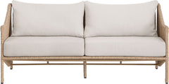 Coastline - Olefin Water Resistant Fabric And Wicker Outdoor Patio Loveseat - Beige