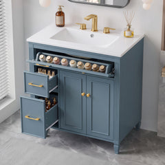 Freestanding Bathroom Vanity With Sink, Soft Close Door, Tip Out Drawer