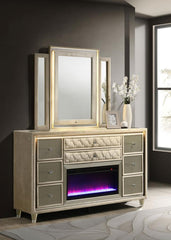 Lorient - 8-Drawer LED Bedroom Flame Box Dresser