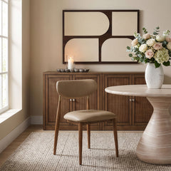 Ronda - Vegan Leather Upholstered Dining Side Chair - Walnut Legs