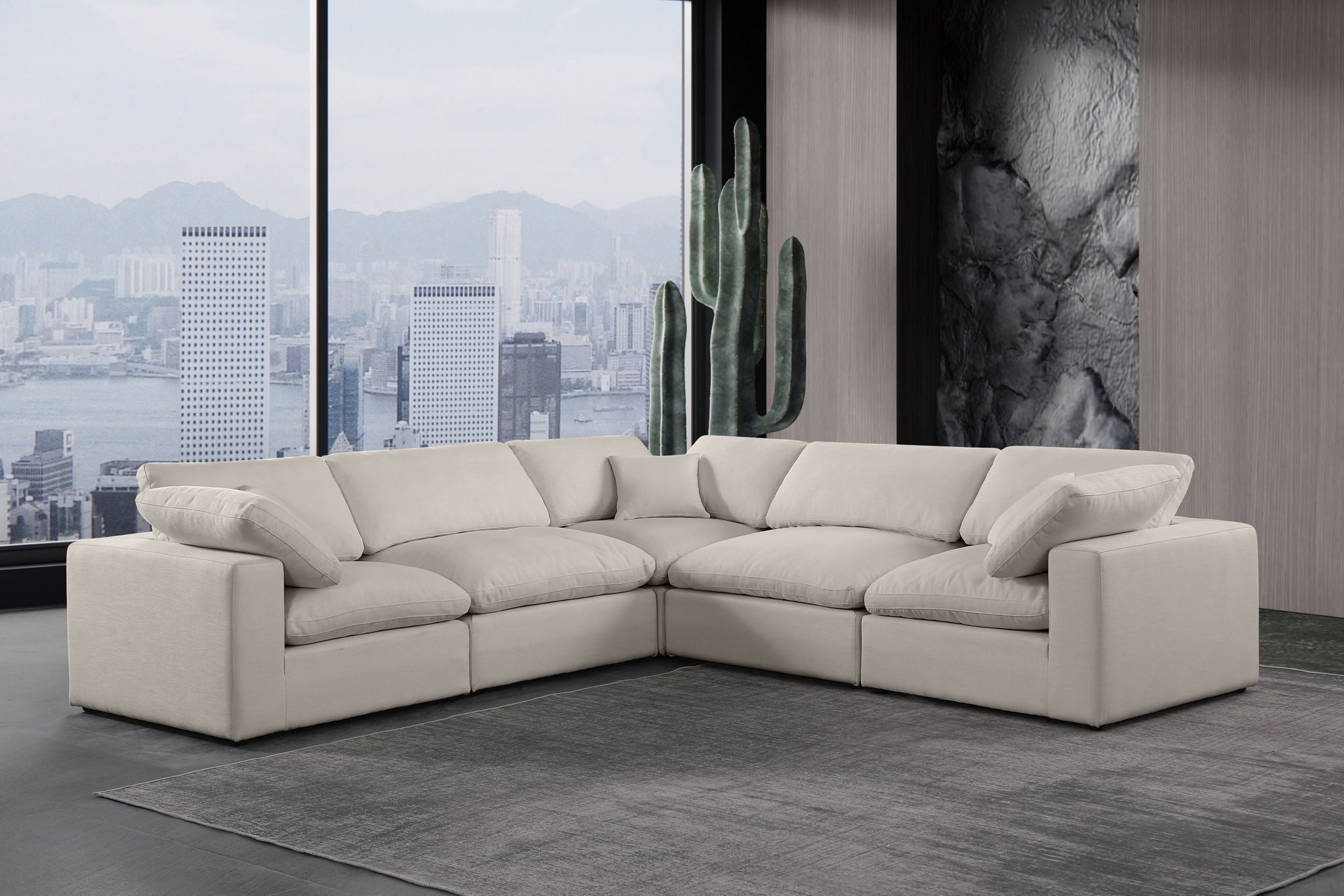 Comfy - 5 Piece Linen Modular Corner Sectional
