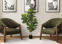 41" Tall, Artificial Plant, Fiddle Tree, Indoor, Faux, Fake, Floor, Greenery, Potted, Real Touch, Decorative - Green / Black