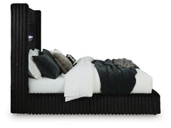 Tayleena - Upholstered Bed With Fireplace And Wireless Audio