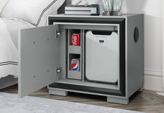 Amelia - Nightstand With Cooler And Speaker - Black / Gray