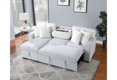 U0204 - Reversible Pull Out Sofa Bed - Light Gray / White