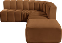 Arc - Velvet 5 Piece Corner Modular Sofa - Saddle