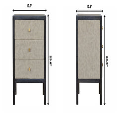 Faux Leather Nightstand, 3 Drawer - Black