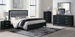 Reid - Queen Bed With LED - Black