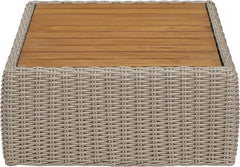 Seacrest - Teak Wood And Wicker Outdoor Patio Coffee Table