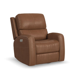 Linden - Power Swivel Gliding Recliner With Power Headrest, Lumbar, Heat & Massage