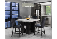 D04 - 5 Piece Dining Room Set (White Bar Table And Four Bar Stools) - Black / White