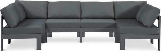 Nizuc - Outdoor Patio 6 Piece Modular Sectional With Gray Frame