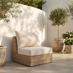 Seacrest - Olefin Water Resistant Fabric And Wicker Outdoor Patio Armless Chair