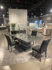 Monaco - 7 Piece Dining Room Set (Dining Table And 6 Dining Chairs) - Dark Gray