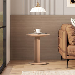 Mode - Leatherette Round C-Shaped Sofa Side Table - Saddle Brown