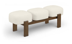 Woodcrest - Vegan Leather Upholstered Bench - Painted Brown Walnut Base