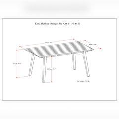 Kona - Outdoor Dining Table - Light Teak