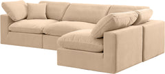 Comfy - 4 Piece Velvet Modular Armless Sectional