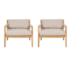 Rope Outdoor Leisure Chair (Set of 2) - Acacia Wood / Beige