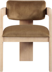 Sacha - Velvet Dining Chair With Natural Base (Set of 2) - Saddle