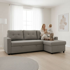 Convertible L Shaped Sectional Sleeper Sofa Bed, Saving Pull Out Couch