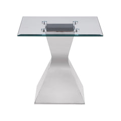 Jenny - Glass Top Stainless Steel Table