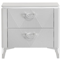 Cassia - 2-Drawer Nightstand Bedside Table - White High Gloss