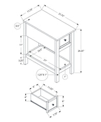 Accent End Table, 2 Tier, Narrow, Lamp, Storage Drawer, Charming Design
