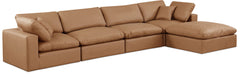 Comfy - 5 Piece Faux Leather Modular Sectional With Chaise