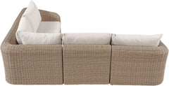 Seacrest - 123.25" Olefin Water Resistant Fabric And Wicker 4 Piece Outdoor Patio Modular Sectional