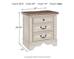 Realyn - Three Drawer Night Stand - White / Brown / Beige